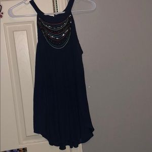 Navy blue halter neck tank top